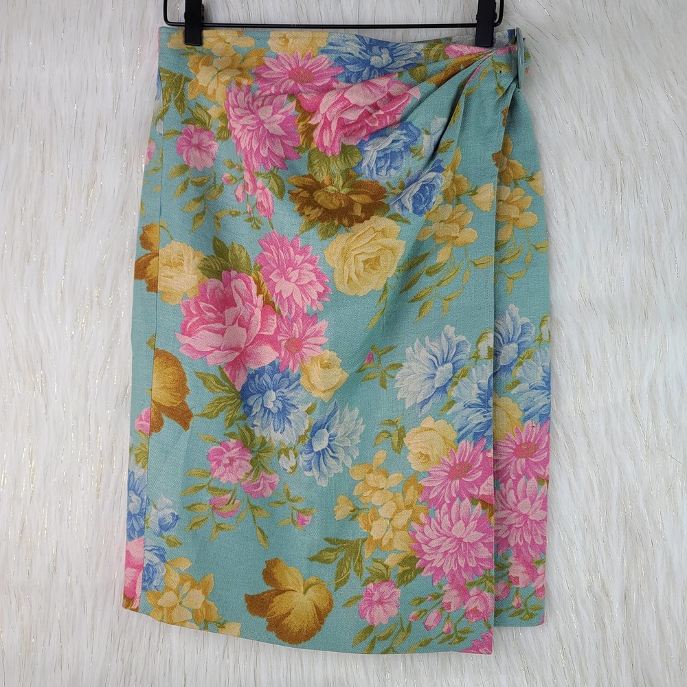 80s Emanuel Ungaro Vintage Wrap Pastel Floral Skirt